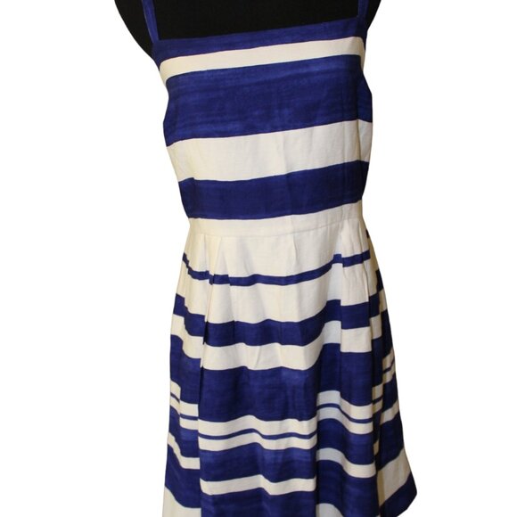 Ann Taylor Dress LOFT Nautical Blue Stripe Summer Women’s Size 14 NWT's - Picture 2 of 16